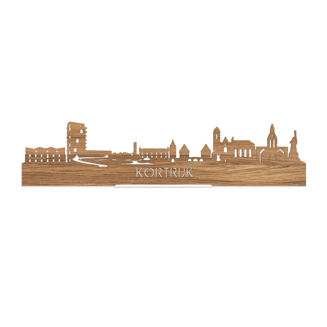 Standing Skyline Kortrijk Eiken houten cadeau decoratie relatiegeschenk van WoodWideCities