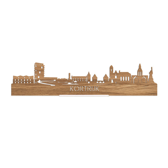 Standing Skyline Kortrijk Eiken houten cadeau decoratie relatiegeschenk van WoodWideCities
