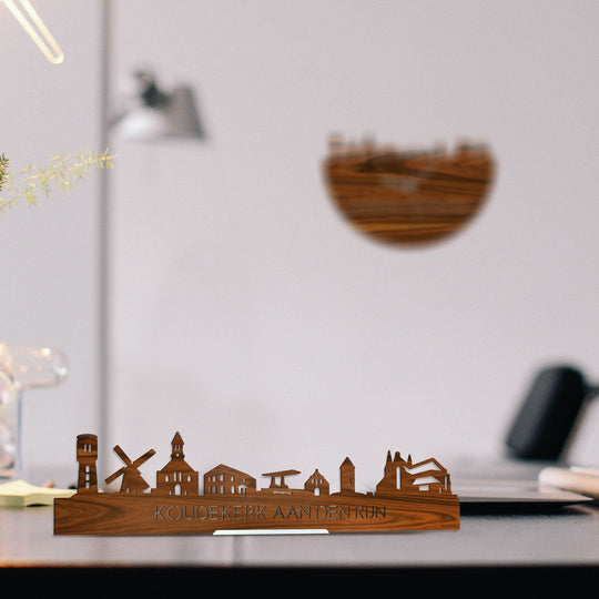 Standing Skyline Koudekerk-Aan-Den-Rijn Palissander houten cadeau decoratie relatiegeschenk van WoodWideCities