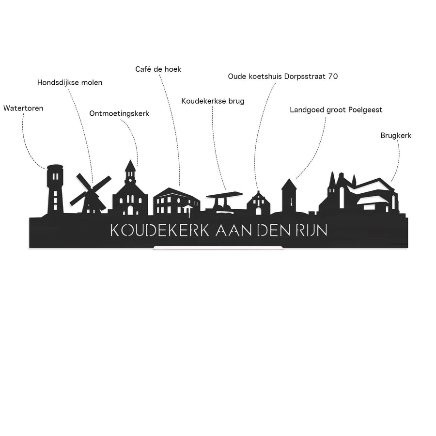 Standing Skyline Koudekerk-Aan-Den-Rijn Wit glanzend gerecycled kunststof cadeau decoratie relatiegeschenk van WoodWideCities