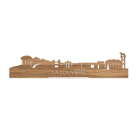 Standing Skyline La Louvière Eiken houten cadeau decoratie relatiegeschenk van WoodWideCities