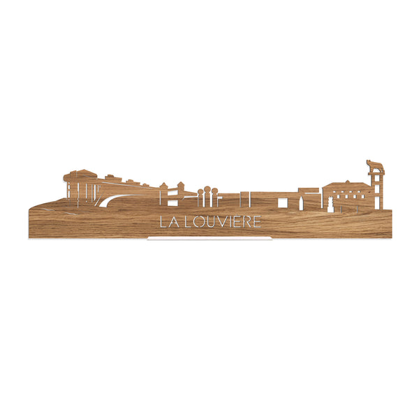 Standing Skyline La Louvière Eiken houten cadeau decoratie relatiegeschenk van WoodWideCities