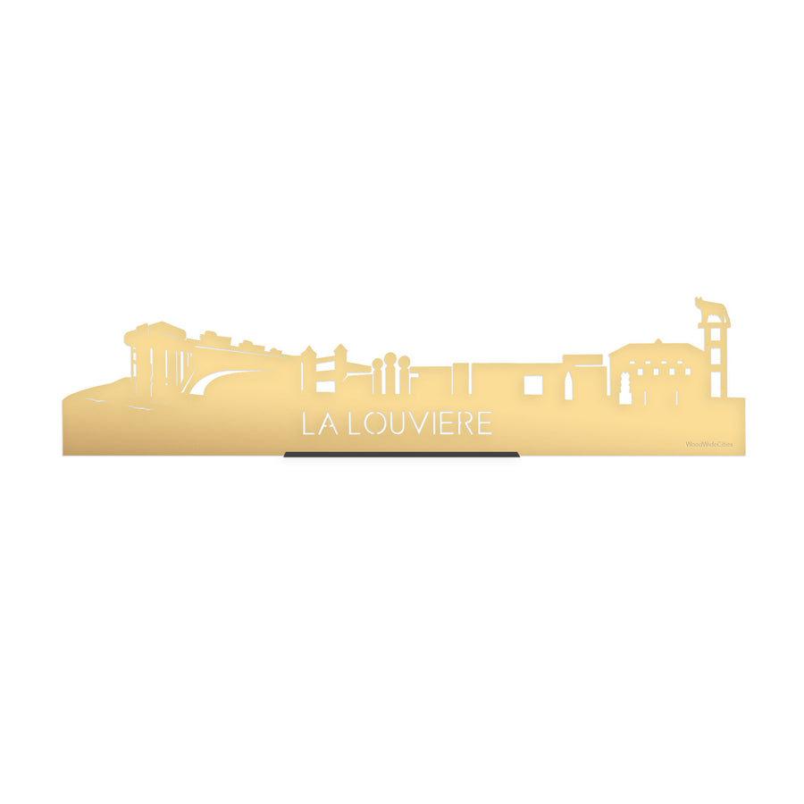 Standing Skyline La Louvière Metallic Goud gerecycled kunststof cadeau decoratie relatiegeschenk van WoodWideCities