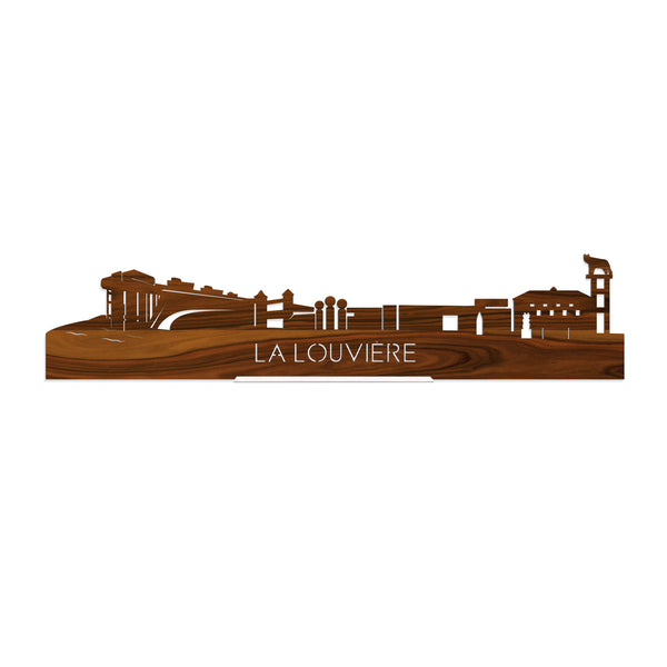 Standing Skyline La Louvière Palissander houten cadeau decoratie relatiegeschenk van WoodWideCities