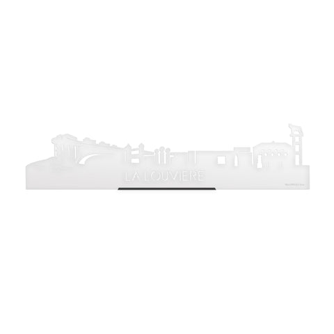 Standing Skyline La Louvière Wit glanzend gerecycled kunststof cadeau decoratie relatiegeschenk van WoodWideCities