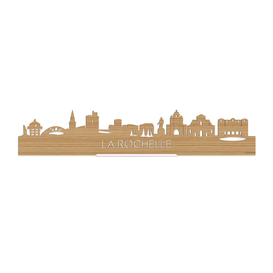 Standing Skyline La Rochelle Bamboe houten cadeau decoratie relatiegeschenk van WoodWideCities
