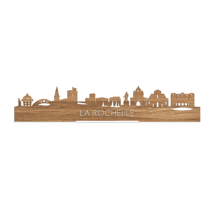 Standing Skyline La Rochelle Eiken houten cadeau decoratie relatiegeschenk van WoodWideCities