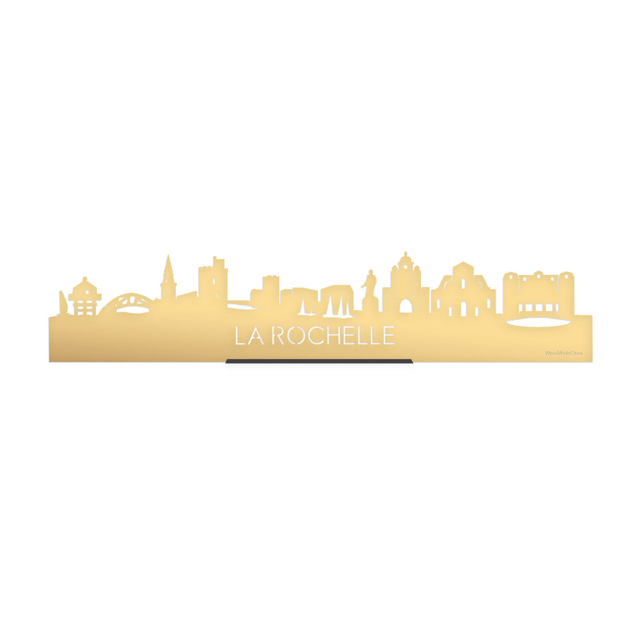 Standing Skyline La Rochelle Metallic Goud gerecycled kunststof cadeau decoratie relatiegeschenk van WoodWideCities