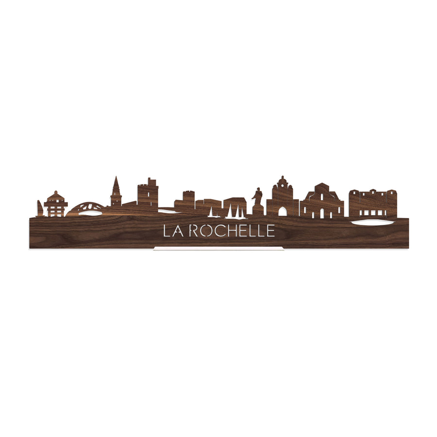 Standing Skyline La Rochelle Noten houten cadeau decoratie relatiegeschenk van WoodWideCities