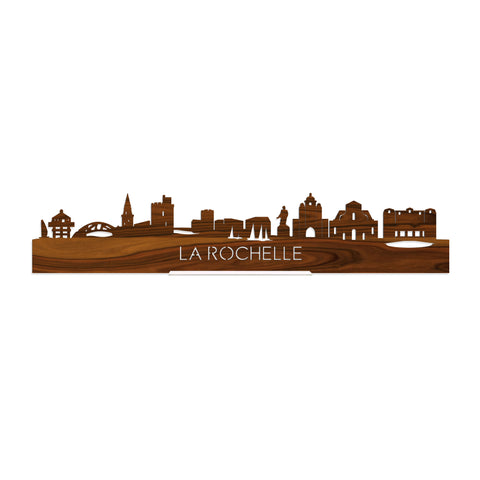 Standing Skyline La Rochelle Palissander houten cadeau decoratie relatiegeschenk van WoodWideCities