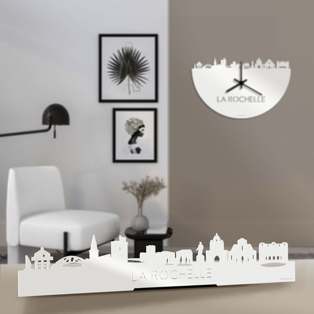 Standing Skyline La Rochelle Wit glanzend gerecycled kunststof cadeau decoratie relatiegeschenk van WoodWideCities