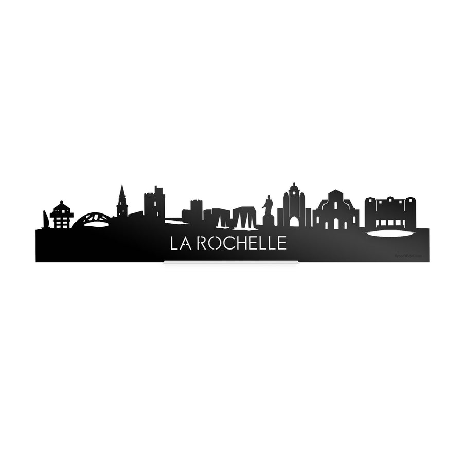 Standing Skyline La Rochelle Zwart glanzend gerecycled kunststof cadeau decoratie relatiegeschenk van WoodWideCities