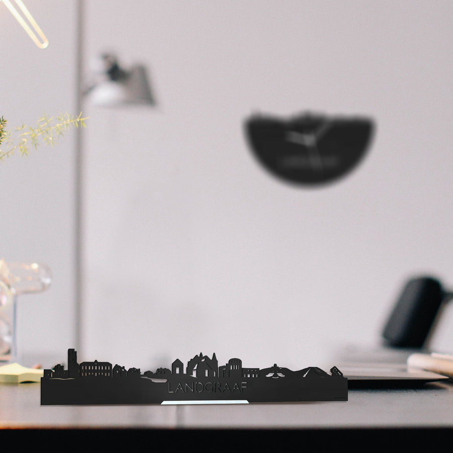 Standing Skyline Landgraaf Zwart houten cadeau decoratie relatiegeschenk van WoodWideCities