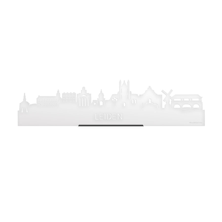 Standing Skyline Leiden Wit Glanzend 40 cm houten cadeau decoratie relatiegeschenk van WoodWideCities