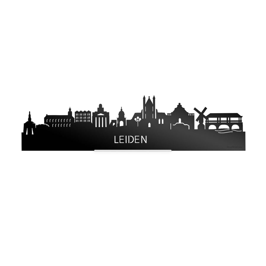 Standing Skyline Leiden Zwart Glanzend 40 cm houten cadeau decoratie relatiegeschenk van WoodWideCities