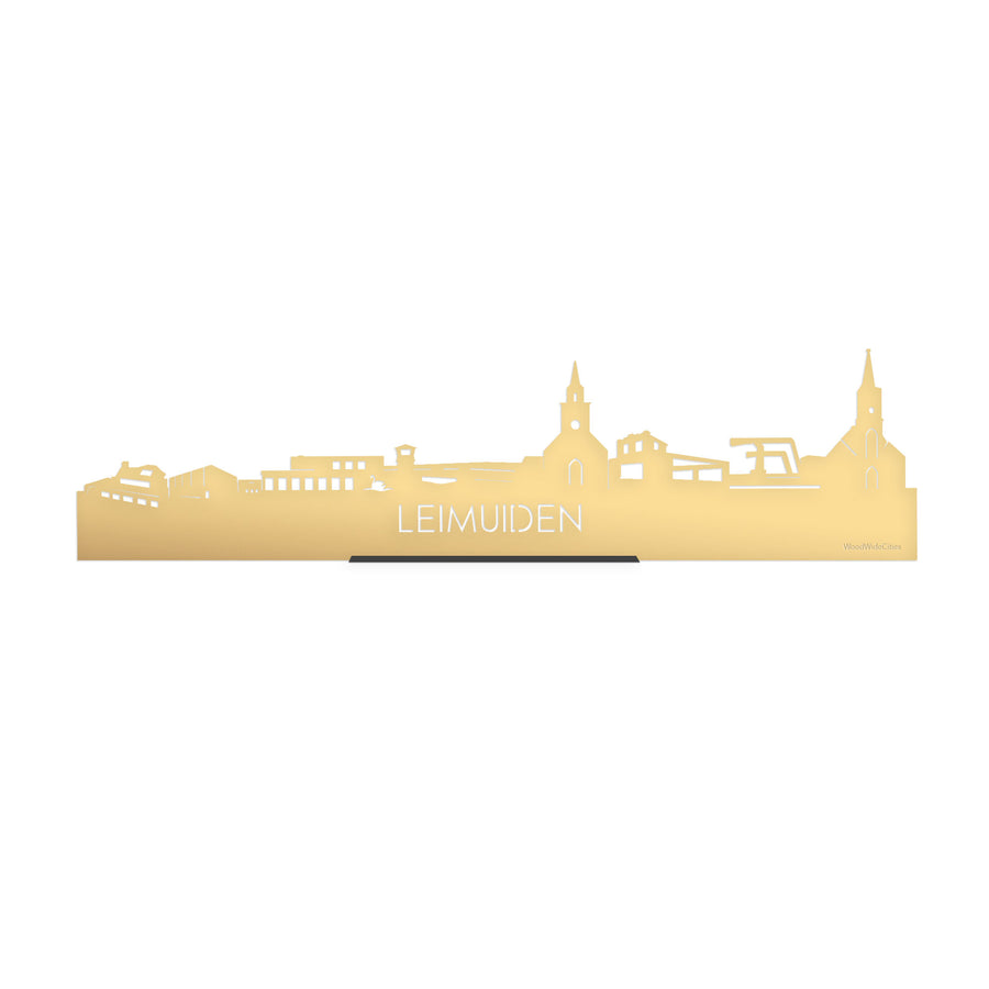 Standing Skyline Leimuiden Metallic Goud gerecycled kunststof cadeau decoratie relatiegeschenk van WoodWideCities