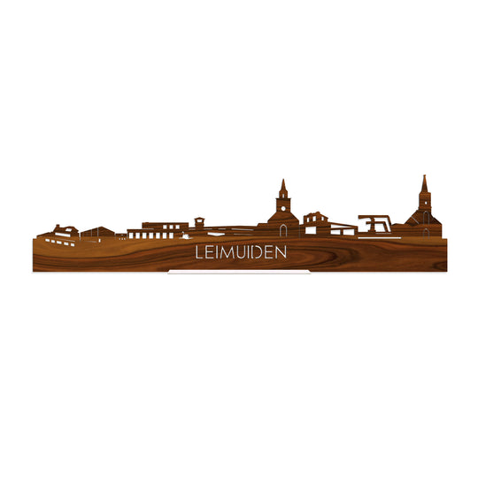 Standing Skyline Leimuiden Palissander houten cadeau decoratie relatiegeschenk van WoodWideCities