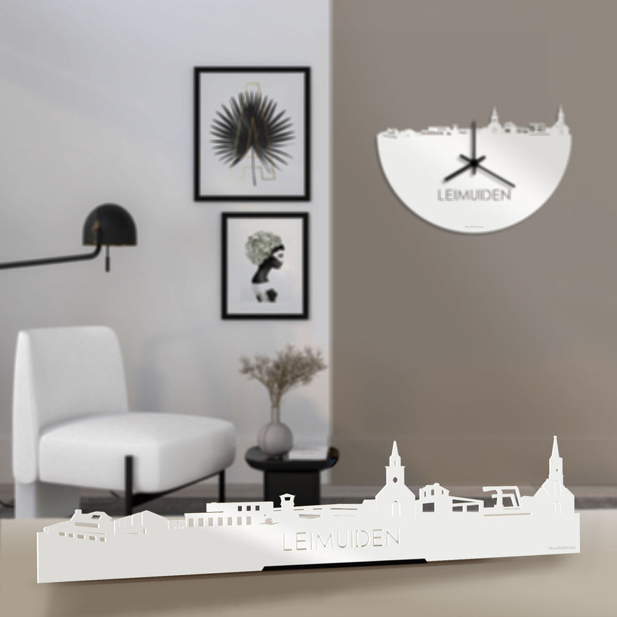 Standing Skyline Leimuiden Wit glanzend gerecycled kunststof cadeau decoratie relatiegeschenk van WoodWideCities