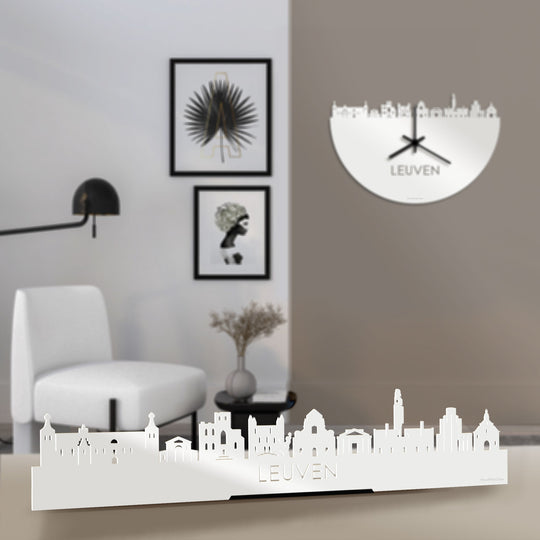 Standing Skyline Leuven Wit glanzend gerecycled kunststof cadeau decoratie relatiegeschenk van WoodWideCities