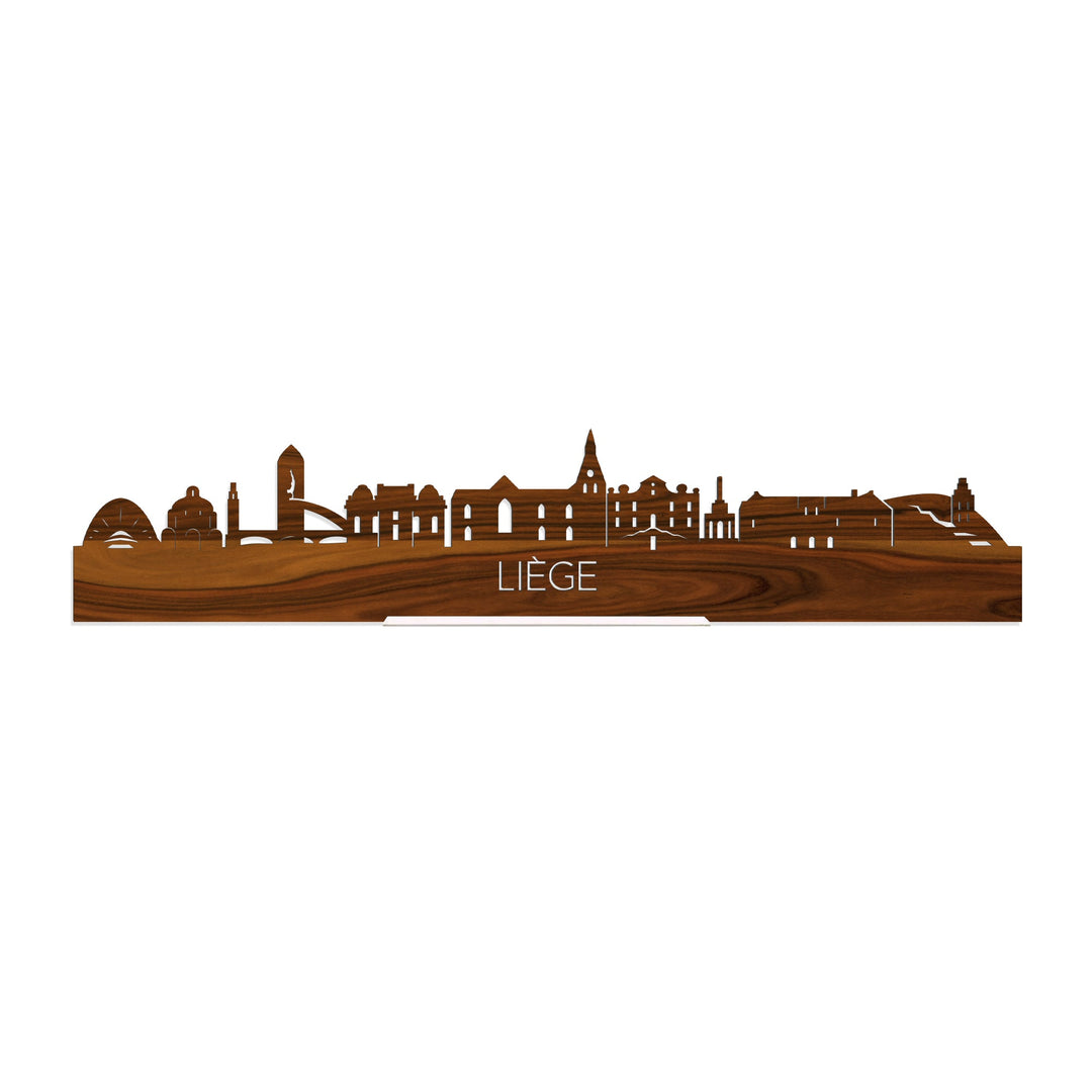 Standing Skyline Liège Palissander houten cadeau decoratie relatiegeschenk van WoodWideCities