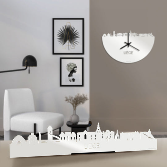 Standing Skyline Liège Wit glanzend gerecycled kunststof cadeau decoratie relatiegeschenk van WoodWideCities