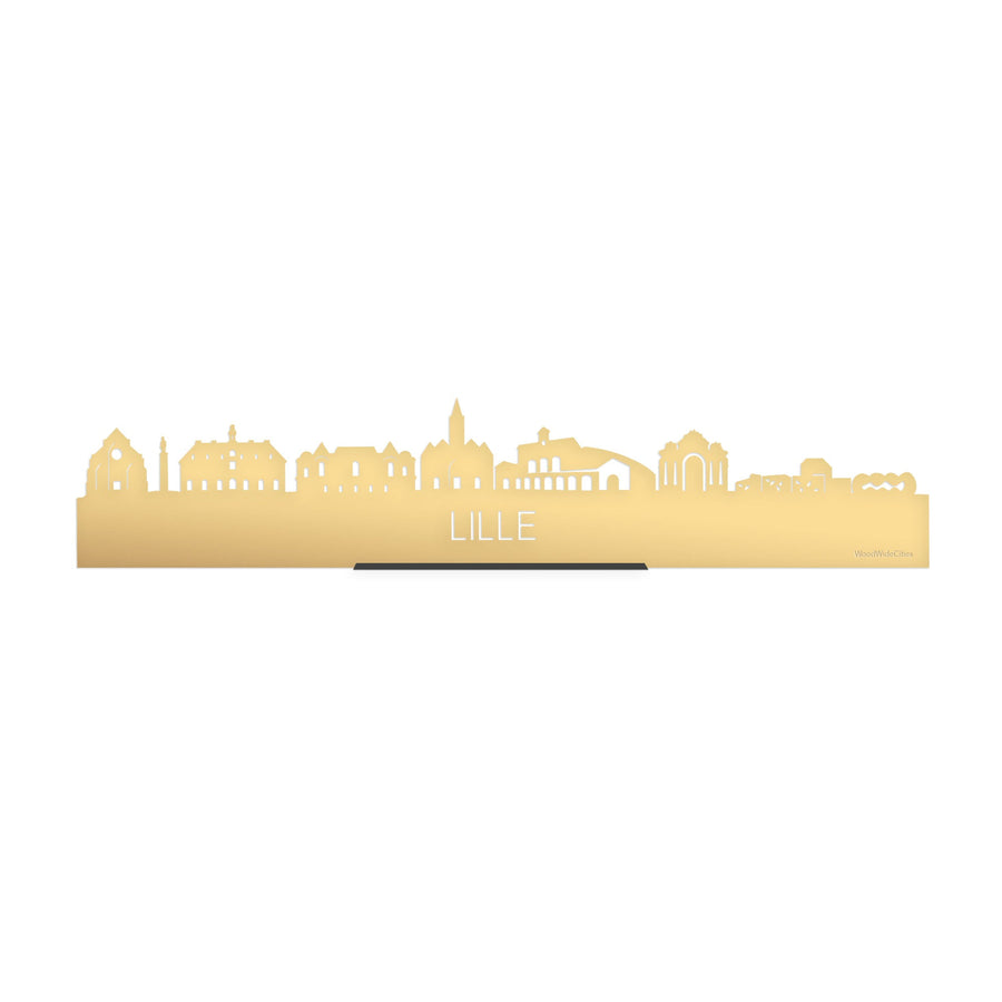 Standing Skyline Lille Metallic Goud gerecycled kunststof cadeau decoratie relatiegeschenk van WoodWideCities