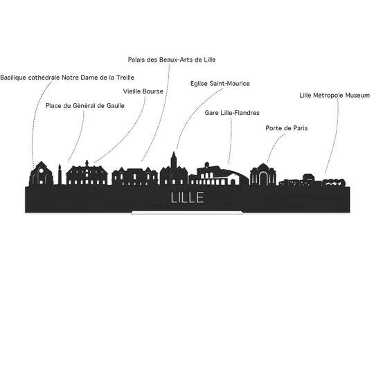 Standing Skyline Lille Noten houten cadeau decoratie relatiegeschenk van WoodWideCities