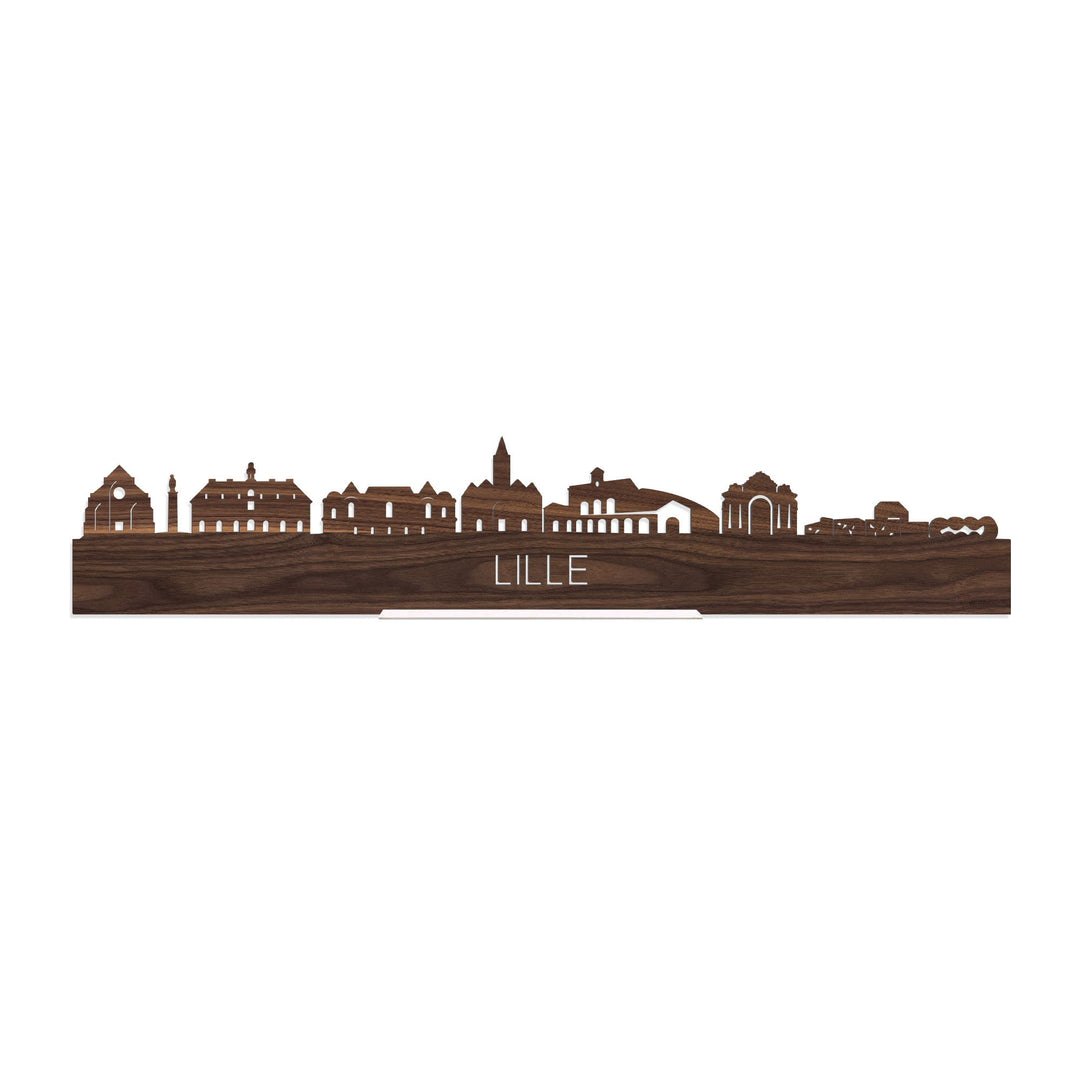 Standing Skyline Lille Noten houten cadeau decoratie relatiegeschenk van WoodWideCities