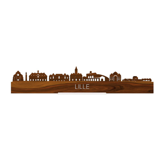 Standing Skyline Lille Palissander houten cadeau decoratie relatiegeschenk van WoodWideCities
