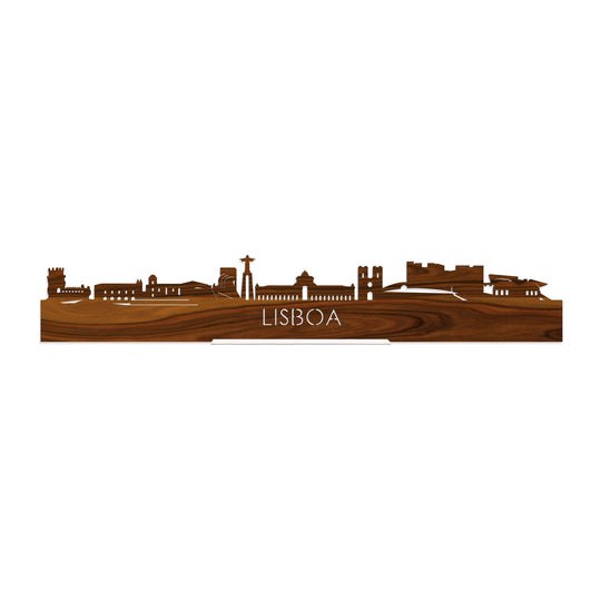 Standing Skyline Lisboa Palissander houten cadeau decoratie relatiegeschenk van WoodWideCities
