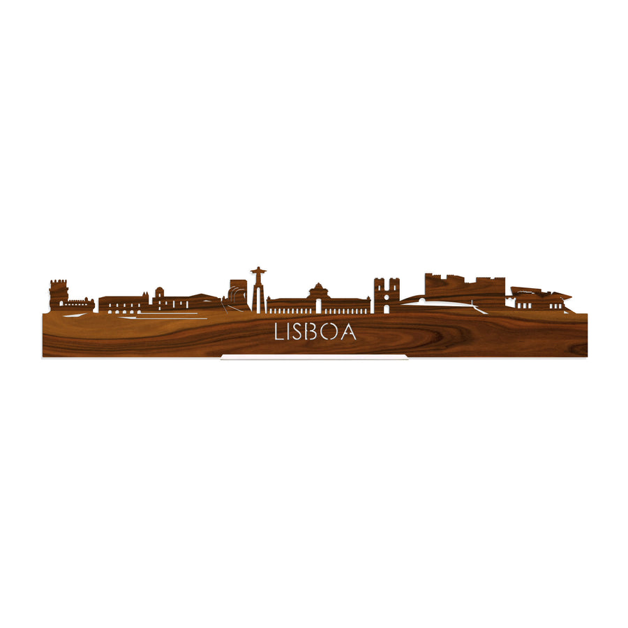 Standing Skyline Lisboa Palissander houten cadeau decoratie relatiegeschenk van WoodWideCities