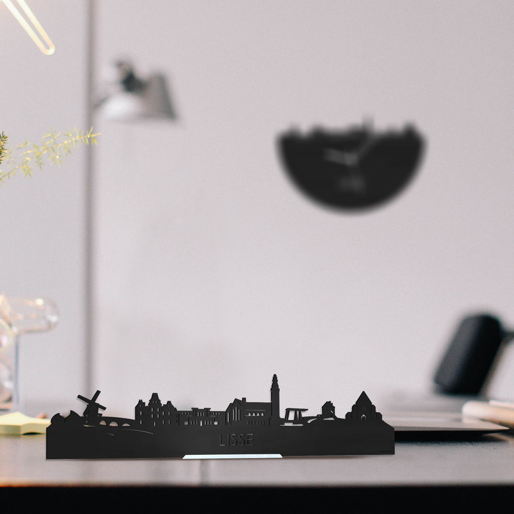 Standing Skyline Lisse Zwart houten cadeau decoratie relatiegeschenk van WoodWideCities