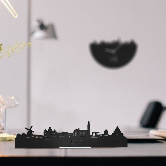 Standing Skyline Lisse Zwart houten cadeau decoratie relatiegeschenk van WoodWideCities