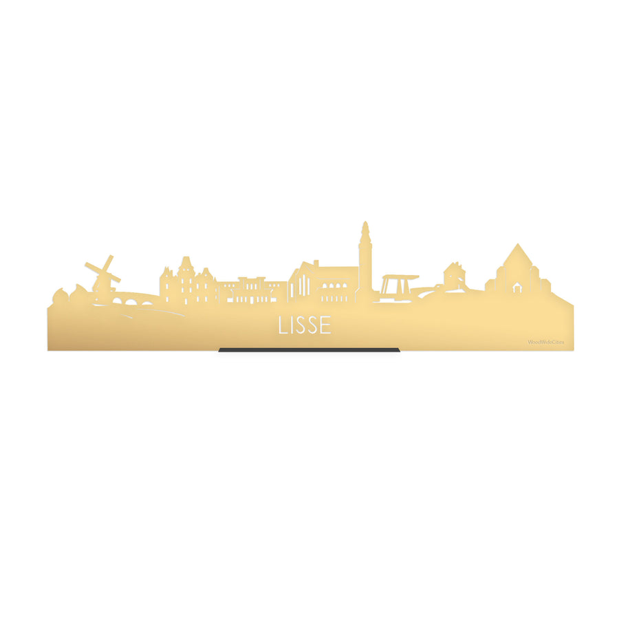 Standing Skyline Lisse Metallic Goud gerecycled kunststof cadeau decoratie relatiegeschenk van WoodWideCities