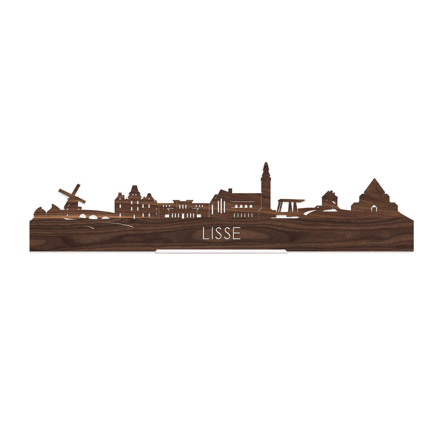 Standing Skyline Lisse Noten houten cadeau decoratie relatiegeschenk van WoodWideCities