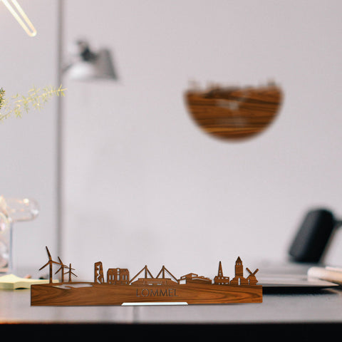 Standing Skyline Lommel Palissander houten cadeau decoratie relatiegeschenk van WoodWideCities