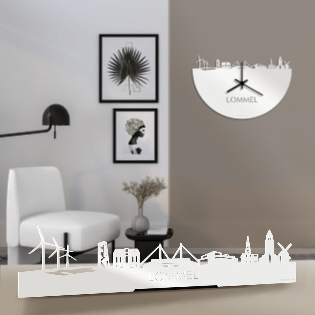 Standing Skyline Lommel Wit glanzend gerecycled kunststof cadeau decoratie relatiegeschenk van WoodWideCities