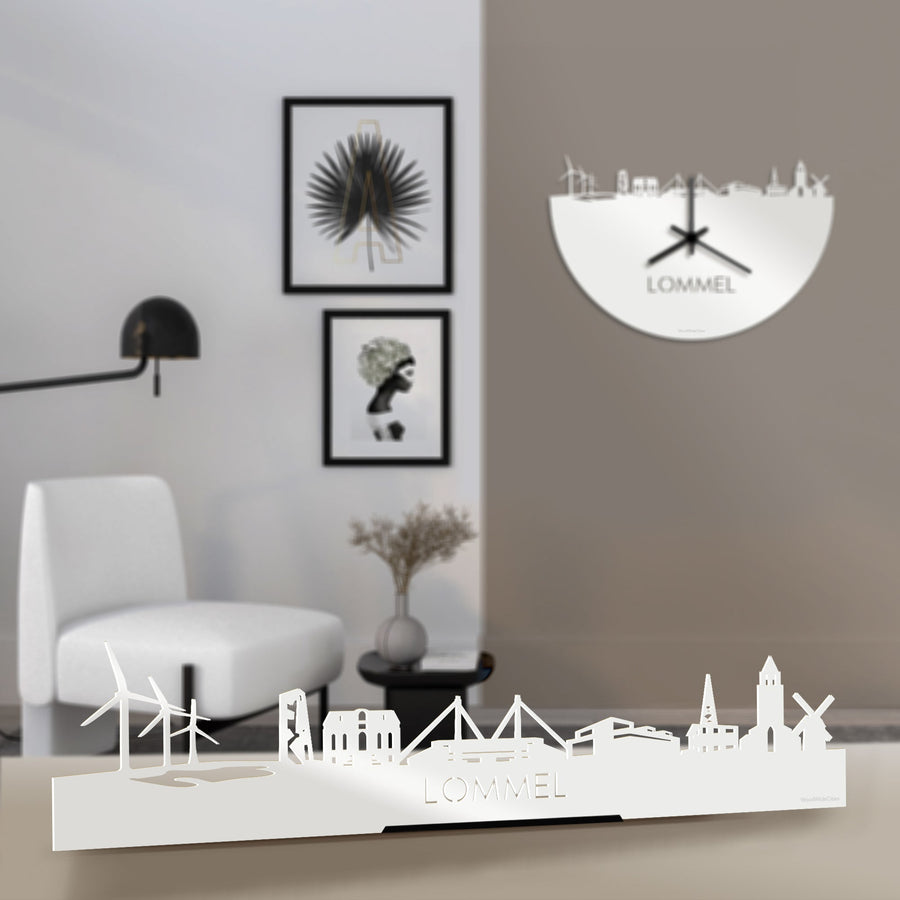 Standing Skyline Lommel Wit glanzend gerecycled kunststof cadeau decoratie relatiegeschenk van WoodWideCities