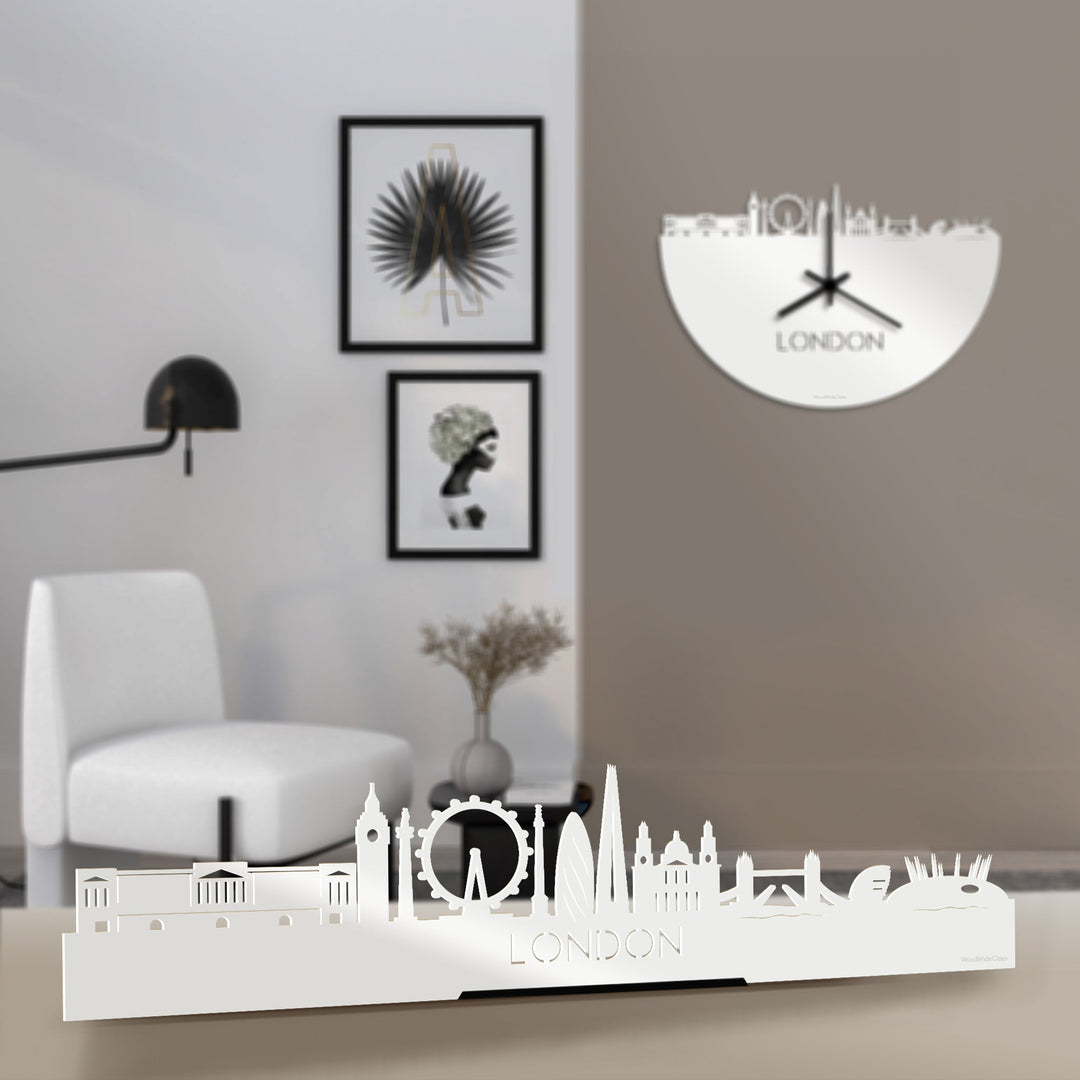 Standing Skyline London Wit glanzend gerecycled kunststof cadeau decoratie relatiegeschenk van WoodWideCities