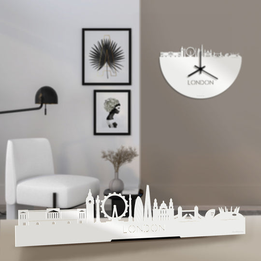 Standing Skyline London Wit glanzend gerecycled kunststof cadeau decoratie relatiegeschenk van WoodWideCities