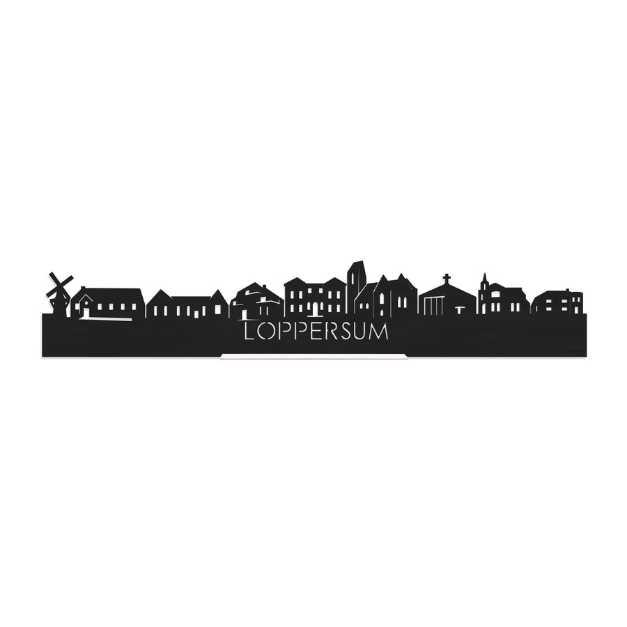 Standing Skyline Loppersum Zwart houten cadeau decoratie relatiegeschenk van WoodWideCities