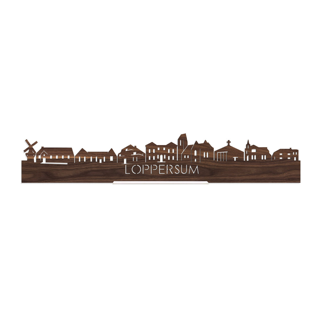 Standing Skyline Loppersum Noten houten cadeau decoratie relatiegeschenk van WoodWideCities