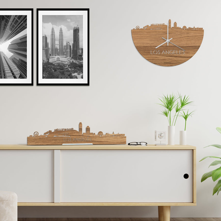 Standing Skyline Los-angeles Eiken houten cadeau decoratie relatiegeschenk van WoodWideCities