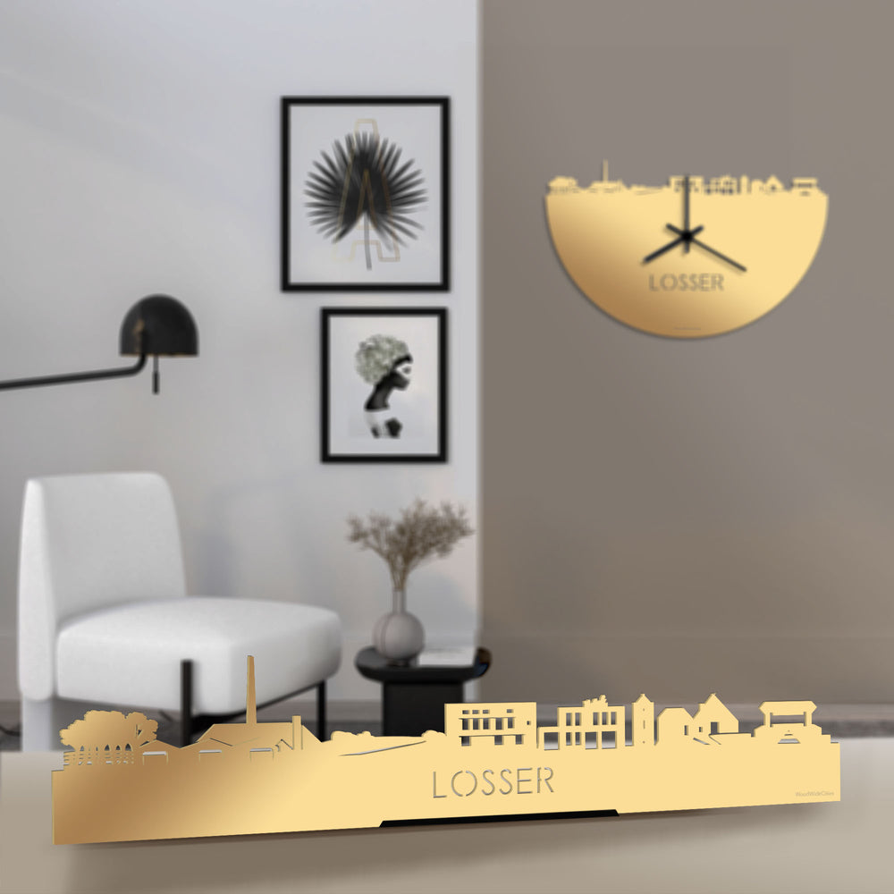 Standing Skyline Losser Metallic Goud gerecycled kunststof cadeau decoratie relatiegeschenk van WoodWideCities