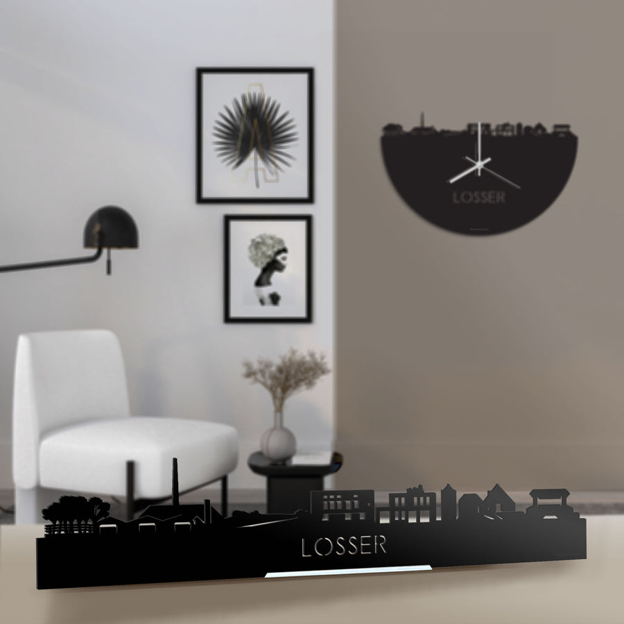 Standing Skyline Losser Zwart glanzend gerecycled kunststof cadeau decoratie relatiegeschenk van WoodWideCities
