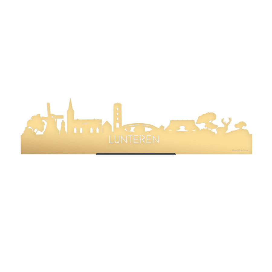 Standing Skyline Lunteren Metallic Goud gerecycled kunststof cadeau decoratie relatiegeschenk van WoodWideCities