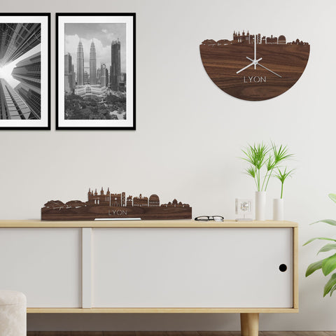 Standing Skyline Lyon Noten houten cadeau decoratie relatiegeschenk van WoodWideCities