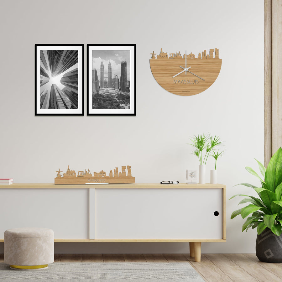 Standing Skyline Maassluis Bamboe houten cadeau decoratie relatiegeschenk van WoodWideCities