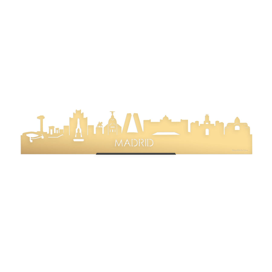 Standing Skyline Madrid Metallic Goud gerecycled kunststof cadeau decoratie relatiegeschenk van WoodWideCities