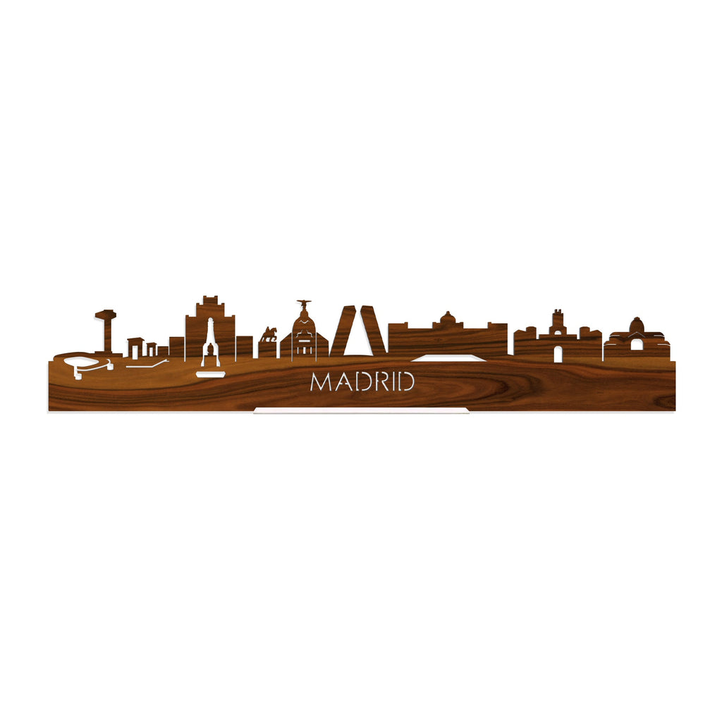 Standing Skyline Madrid Palissander houten cadeau decoratie relatiegeschenk van WoodWideCities